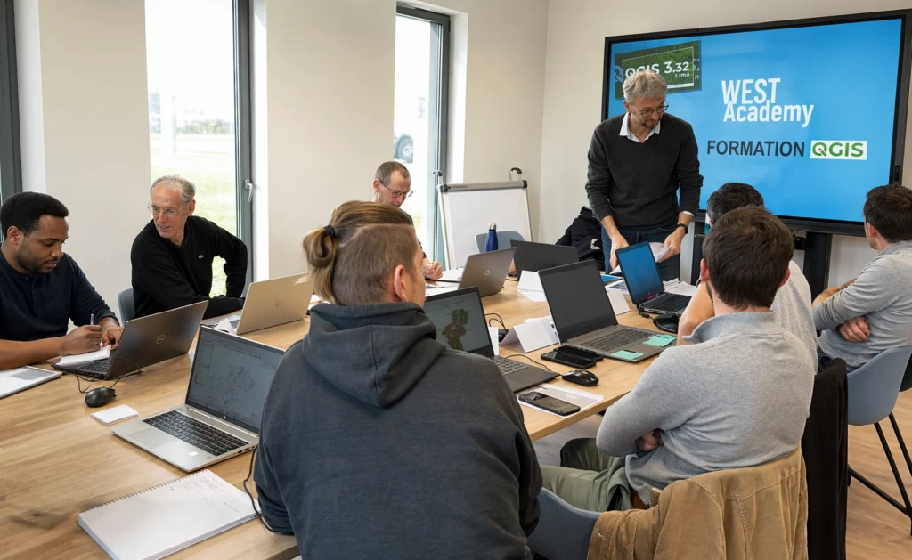 Photo d'un groupe en formation au sein de la salle de West Academy