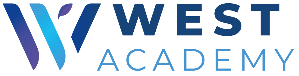 logo west academy 2026 quadricolore bleu violet