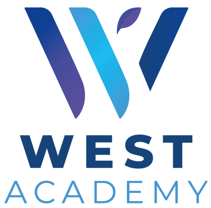 logotype 2026 en quadrichromie format verticale de WEST ACADEMY